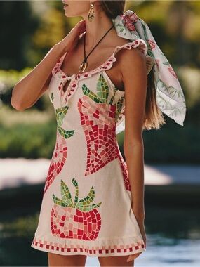 Anthropologie Celandine strawberry print mini dress NWT
